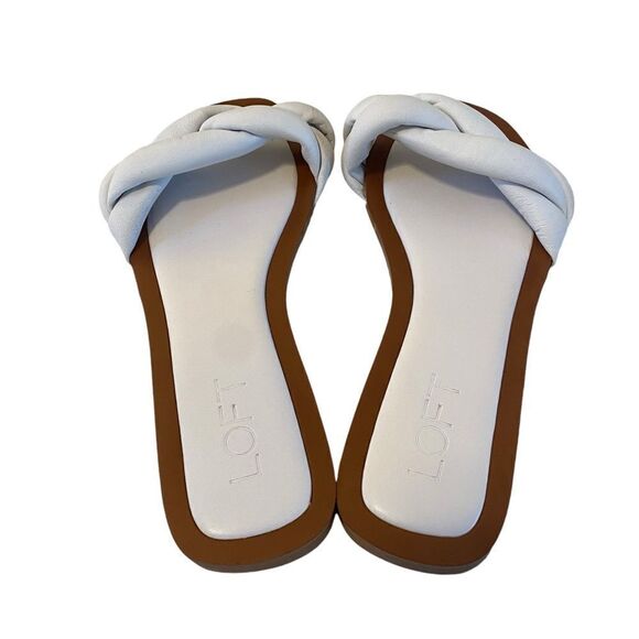 Loft White Leather Padded & Braided Slides in Size 6.5 - Picture 3 of 7